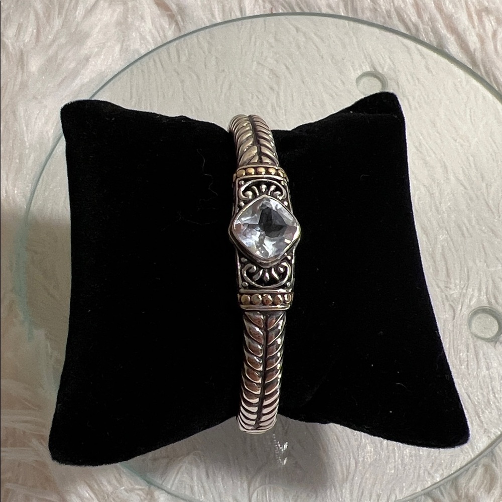 Luxury Sterling Silver and 18K Gold Bracelet with Genuine Topaz